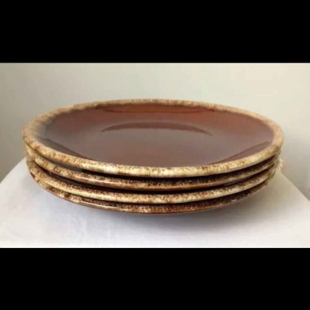 bull 4set brown drip dessert plates.
